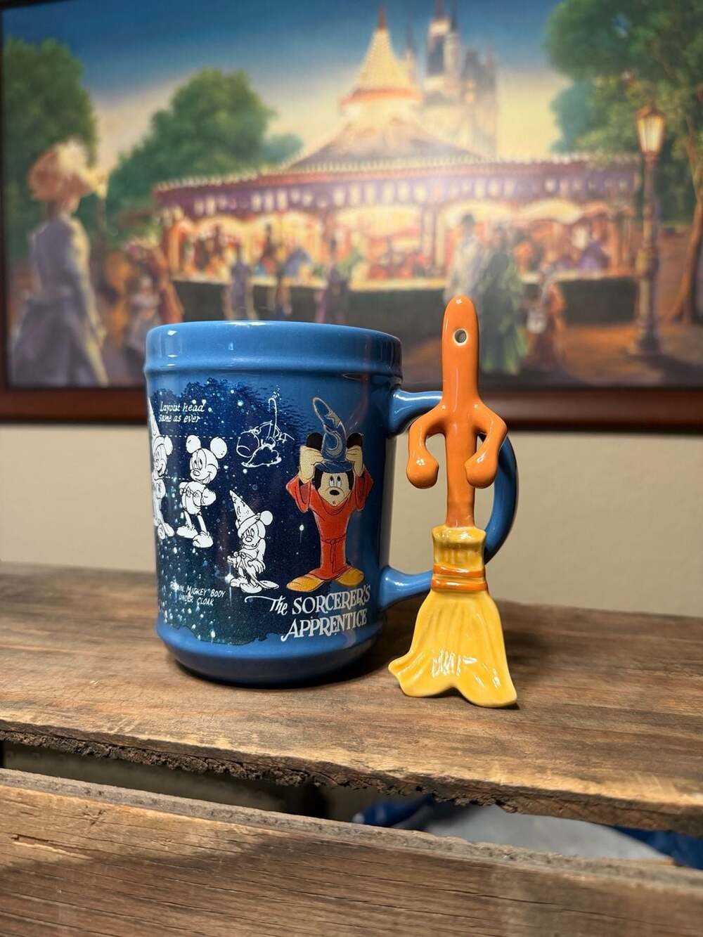 Disney Fantasia 80th Anniversary Sorcerer Mickey Mouse Mug with Broom Spoon